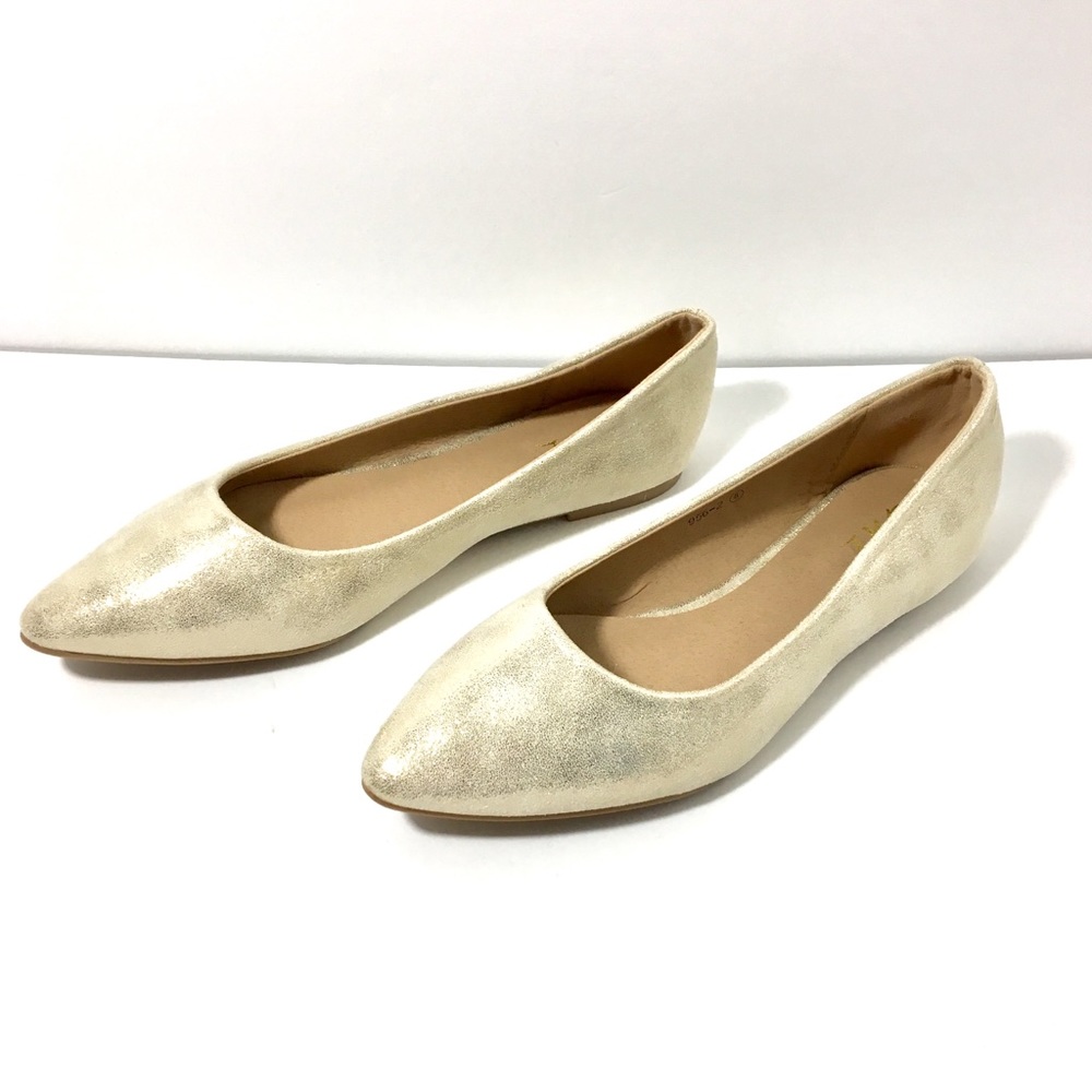 FLAT FASHION GOLD BALLERINAS FOR WOMEN